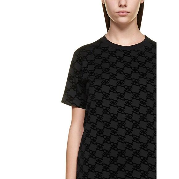 FENDI Karligraphy Flocked Logo T-Shirt Velvet Monogram Men's - Picture 4 of 4